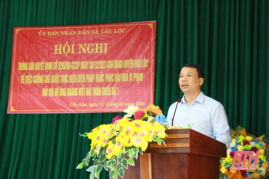 Thông báo cưỡng chế đối với hộ dân chuyển đổi đất nông nghiệp sai quy định tại xã Cầu Lộc