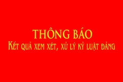 Thông báo xử lý kỷ luật đối với đảng viên vi phạm