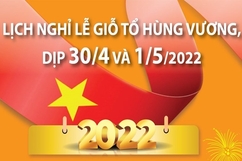 Lịch nghỉ lễ Giỗ Tổ Hùng Vương, dịp 30/4 và 1/5