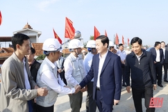 Chủ tịch UBND tỉnh Đỗ Minh Tuấn dự lễ ra quân triển khai tiểu dự án cầu vượt sông Mã nối Quốc lộ 1 với Quốc lộ 45