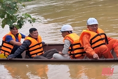 Kiểm tra  thực địa  dòng chảy thoát lũ hạ lưu đập thủy điện Trung Sơn năm 2024