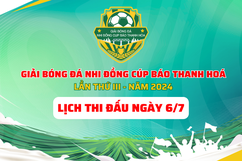 Lịch thi đấu giải Bóng đá Nhi đồng Cúp Báo Thanh Hoá ngày 6/7