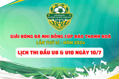 Lịch thi đấu giải Bóng đá Nhi đồng Cup Báo Thanh Hoá ngày 10/7