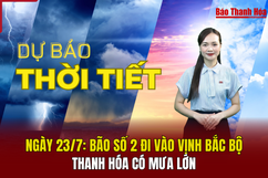 Dự báo thời tiết ngày 23/7: Bão số 2 đi vào Vịnh Bắc bộ, Thanh Hóa mưa lớn