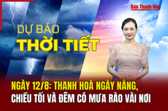 Dự báo thời tiết ngày 12/8: Thanh Hoá ngày nắng, chiều tối và đêm có mưa rào vài nơi