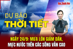 Dự báo thời tiết ngày 24/9: Mưa lớn giảm dần, mực nước trên các sông vẫn cao