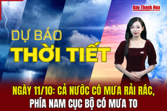 Dự báo thời tiết ngày 11/10: Cả nước có mưa rải rác, phía Nam cục bộ có mưa to