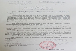Cho thôi giữ các chức vụ trong Đảng đối với Chủ tịch Ủy ban Mặt trận Tổ quốc thị trấn Lang Chánh
