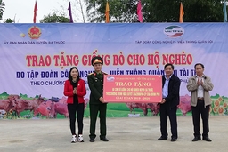 Tập Đoàn công nghiệp - Viễn thông Quân đội - Viettel Thanh Hóa  tặng bò giống cho các hộ nghèo huyện Bá Thước