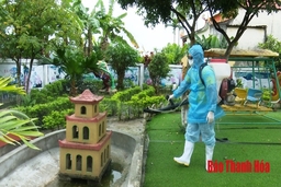 Huyện Triệu Sơn triển khai phun hóa chất khử khuẩn phòngchống dịch bệnh nCoV