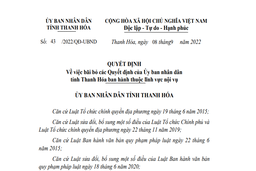 Bãi bỏ 5 quyết định thuộc lĩnh vực nội vụ