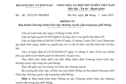 Thông tư về giáo dục có hiệu lực từ ngày 10- 9