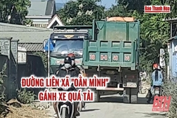 Đường liên xã “oằn mình” gánh xe quá tải