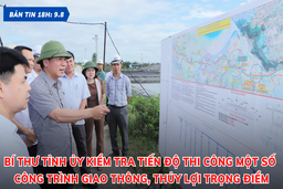 Bản tin 18h ngày 9-8: Bí thư Tỉnh ủy kiểm tra tiến độ thi công một số công trình giao thông, thủy lợi trọng điểm