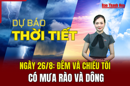 Dự báo thời tiết ngày 26/8: Đêm và chiều tối có mưa rào và dông