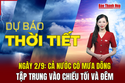 Thời tiết ngày 2/9: Cả  nước có mưa dông, tập trung vào chiều tối và đêm