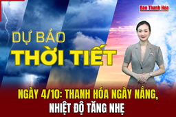 Dự báo thời tiết ngày 4/10: Thanh Hóa ngày nắng, nhiệt độ tăng nhẹ