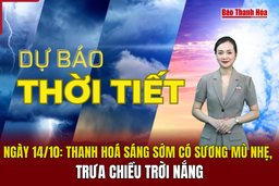 Dự báo thời tiết ngày 14/10: Thanh Hoá sáng sớm có sương mù nhẹ, trưa chiều trời nắng