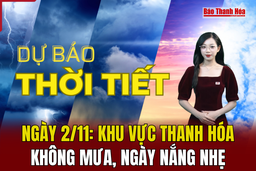 Dự báo thời tiết 2/11: Khu vực Thanh Hóa không mưa, ngày nắng nhẹ