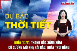 Dự báo thời tiết ngày 10/11: Thanh Hóa  sáng sớm có sương mù nhẹ rải rác, ngày trời nắng