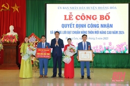 Hoằng Lưu đón nhận Bằng công nhận xã đạt chuẩn nông thôn mới nâng cao