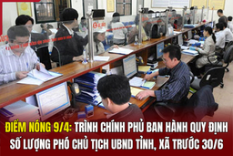 Điểm nóng 9/4: Trình Chính phủ ban hành quy định số lượng Phó Chủ tịch UBND tỉnh, xã trước 30/6