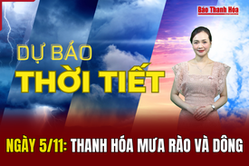 Dự báo thời tiết ngày 5/11: Thanh Hóa mưa rào và dông