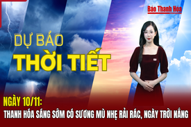 Dự báo thời tiết ngày 10/11: Thanh Hóa sáng sớm có sương mù nhẹ rải rác, ngày trời nắng