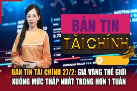 Bản tin Tài chính 27/2: Giá vàng thế giới xuống mức thấp nhất trong hơn 1 tuần