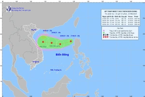 Vùng áp thấp đã mạnh lên thành áp thấp nhiệt đới