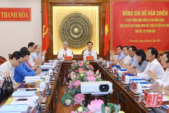 Chủ tịch Ủy ban Trung ương MTTQ Việt Nam Đỗ Văn Chiến thăm , làm việc tại tỉnh Thanh Hóa