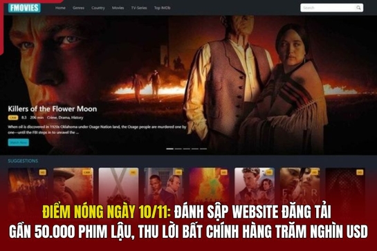 Điểm nóng 10/11: Đánh sập website đăng tải gần 50.000 phim lậu, thu lời bất chính hàng trăm nghìn USD