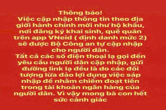 Cảnh báo thủ đoạn lừa đảo mới khi sáp nhập các đơn vị hành chính