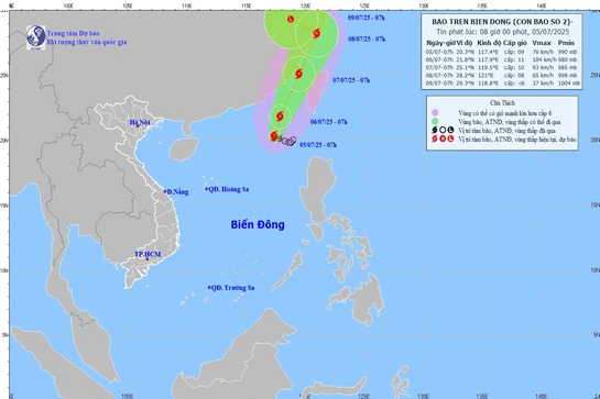 Áp thấp nhiệt đới đã mạnh lên thành bão số 2