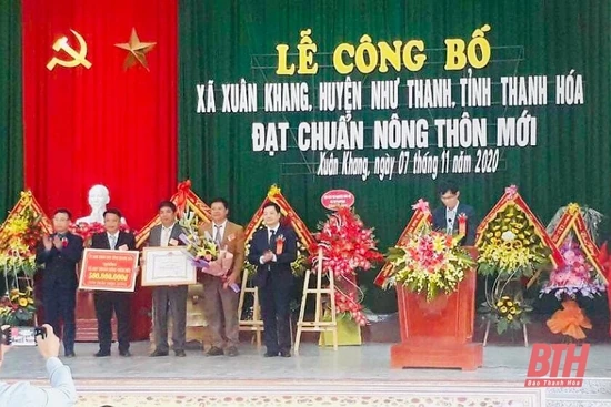 Xã Xuân Khang (Như Thanh) đón nhận quyết định công nhận xã đạt chuẩn nông thôn mới
