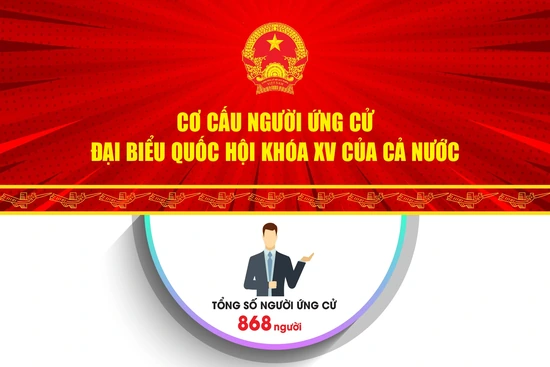 [Infographic] - Cơ cấu người ứng cử Đại biểu Quốc hội khóa XV của cả nước