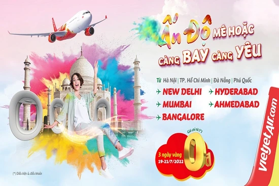 Bay Ấn độ với vé Vietjet siêu tiết kiệm chỉ từ 0 đồng