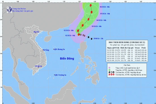 Bão Krathon đi vào Biển Đông và trở thành bão số 5 trong năm 2024