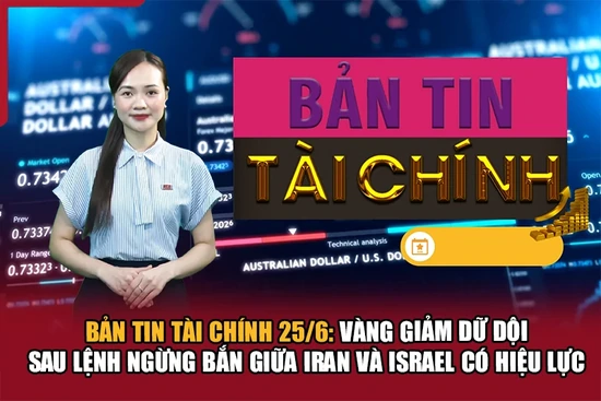 Bản tin tài chính 25/6: Vàng giảm dữ dội sau lệnh ngừng bắn giữa Iran và Israel có hiệu lực