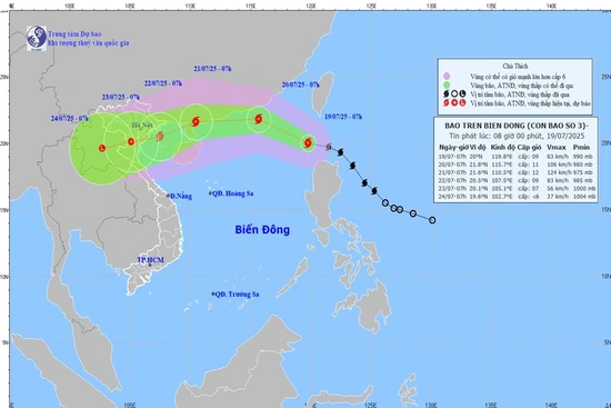 Bão WIPHA đi vào Biển Đông, trở thành bão số 3 trong năm nay