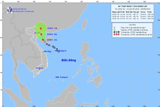 Áp thấp nhiệt đới cách đặc khu Bạch Long Vĩ khoảng 70km, giật cấp 9