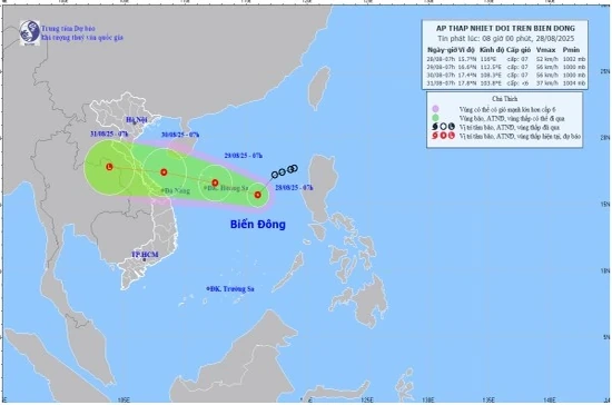 Áp thấp nhiệt đới mạnh lên trên biển, giật cấp 9