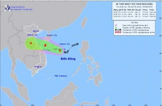 Áp thấp nhiệt đới trên biển Đông gây gió giật cấp 9